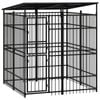vidaXL Outdoor Dog Kennel with Roof Steel Puppy Pet Enclosure Supply House