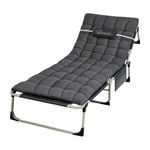 Levede Portable Folding Loung Bed 4 Positions Adjustable Dark Grey