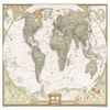P&P Beige Large World Map Canvas Print With Detailed Artwork For Home Wall Decor