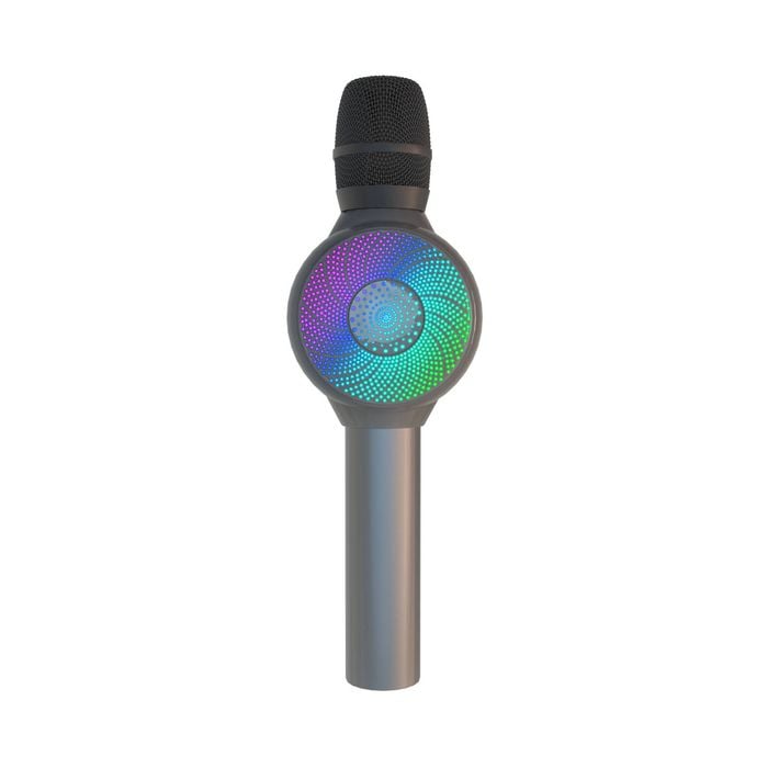 Laser Bluetooth Karaoke Mic with LED Lights (Silver)