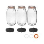 Argon Tableware Glass Storage Jars With Airtight Clip Lid And Chalkboard Stickers - 2 Litre Set - Pack Of 3