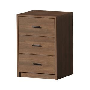 Oikiture Bedside Table 3 Drawers Nightstand Bedroom Storage Side End Walnut
