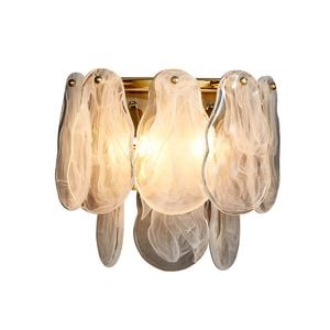 LumenSphere Nuvola Single-Light Wall Light - Brushed Gold Finish, Opal Artistic Glass, Iron Frame, G9 Base
