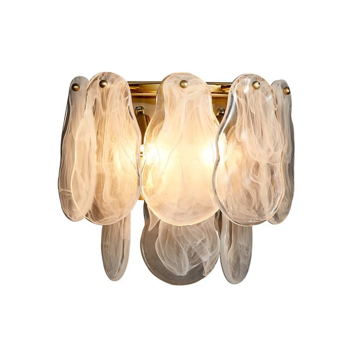 LumenSphere Nuvola Single-Light Wall Light - Brushed Gold Finish, Opal Artistic Glass, Iron Frame, G9 Base