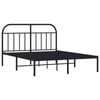 vidaXL Bed Frame Bedroom Metal Bed Base with Headboard Black Bed Base Queen Size