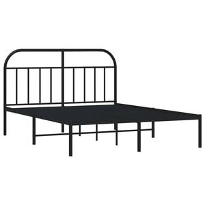 vidaXL Bed Frame Bedroom Metal Bed Base with Headboard Black Bed Base Queen Size
