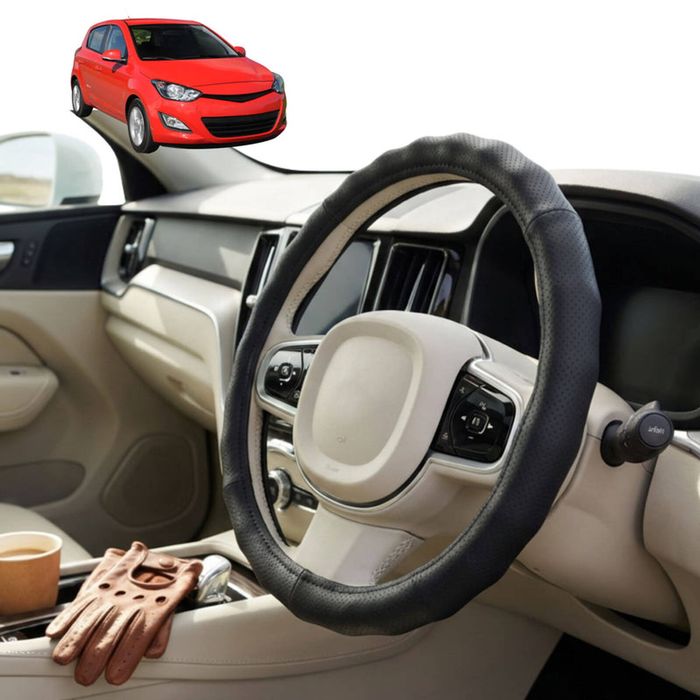 Australian Goose Steering Wheel Cover for Hyundai i20 2008 - 2015 (PB/PBT) Circle Black