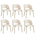 Oikiture 6x Armchair Dining Chair Accent Chairs Tub Armchairs Sherpa White&Gold
