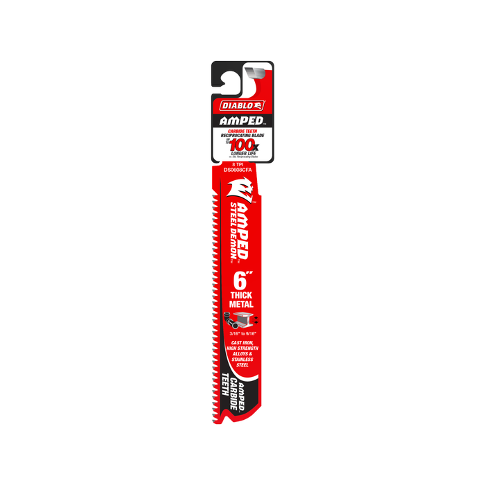 Diablo 6" Steel Demon Amped™ Carbide Reciprocating Blade for Thick Metal