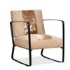 vidaXL Lounge Chair Genuine Goatskin and Canvas Cream  Armchair Seat Furniture