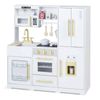 Costway Wooden Play Kitchen Pretend Cabinet Ice Maker Refrigerator-White