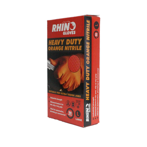 Rhino Large Orange Heavy Duty Nitrile Disposable Gloves