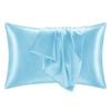 Catzon 2 Pcs 51 X 66cm Satin Pillowcases for Hair and Skin with Envelope Closure-Light Blue(S)