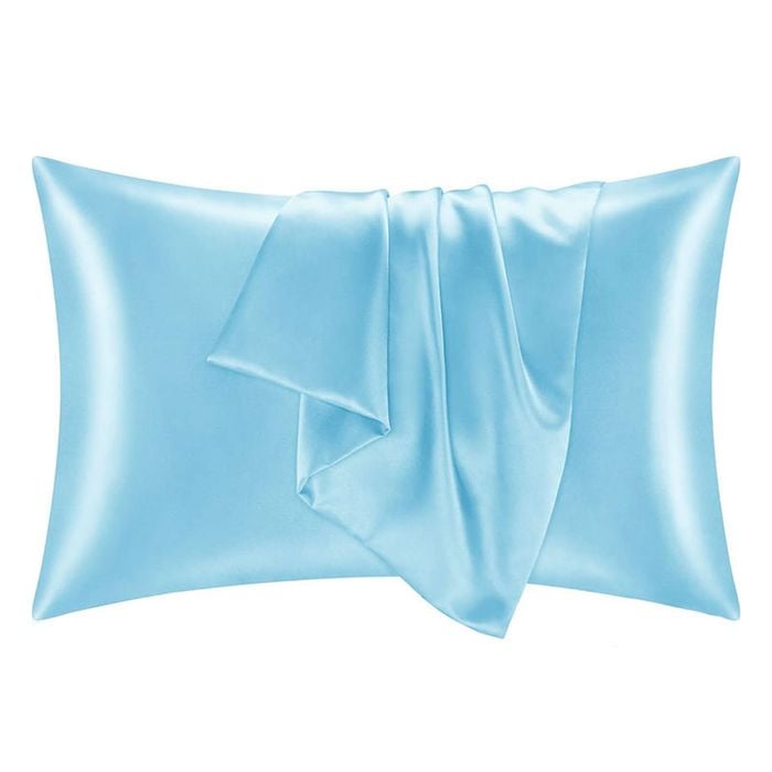 Catzon 2 Pcs 51 X 66cm Satin Pillowcases for Hair and Skin with Envelope Closure-Light Blue(S)
