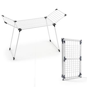 Costway Freestanding Clothes Drying Rack Foldable Laundry Rack w/2 Gullwings & Heavy Duty Metal Frame-White