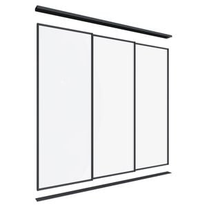 Lugna 2400 x 1801-2700mm Black Optiglass Panels Wardrobe Triple Sliding Doors