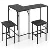 Costway 3Piece Bar Table Chair Convertible L Dining Outlets-Black