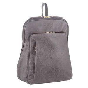 Pierre Cardin Wos Leather Backpack  with Pocket Front Multi-Zip Slate