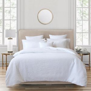 Byron King Bed Quilt Cover Percale Cotton White Home Bedding