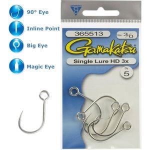 Gamakatsu Single Lure 3x Heavy Duty HD Fishing Hook 3/0 (5pcs)