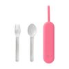 3pc Omie Omiebox Up Stainless Steel Utensil Set W/ Fork Spoon Pod Blush