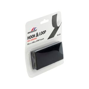 Moroday 50 x 100mm Black Hook And Loop Self Adhesive Strip - 6 Pack