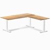 Desky Fixed Height Teak Hardwood L-shape Office Desk 1800x1750mm White Frame