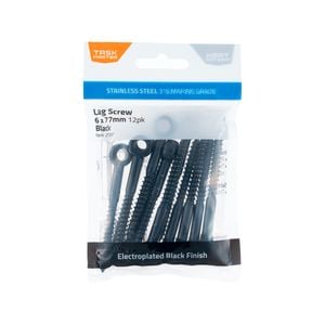 Taskmaster 6mm Black 316 Stainless Steel Lag Screw - 12 Pack