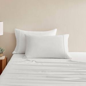 Serene 400tc Bamboo Cotton Sateen Standard Pillowcase White - Twin Pack