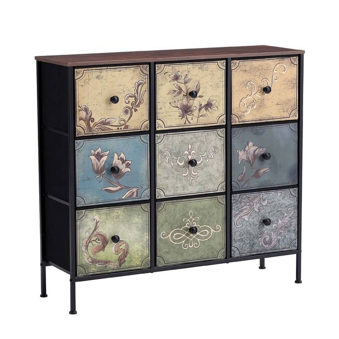 Bellos Living 9 Drawer Chest Retro Design Fabric Drawers
