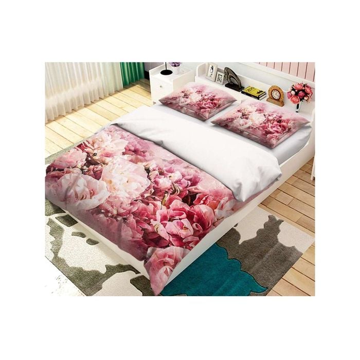 3D Pink Romantic Flower 33 Bed Pillowcases Quilt King Single Size