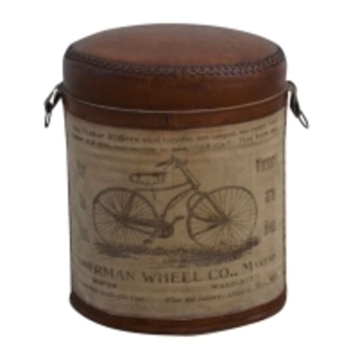 Leather Top Cycle Ottoman