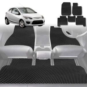 6D Diamond Car Floor Mats for Mazda 2 2007-2014-Full Set-Black-Outback GT