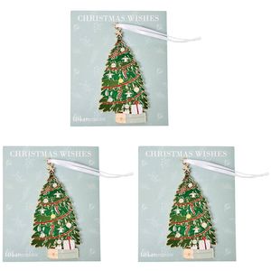 3PK Urban Christmas Tree w/ Presents Hanging Decoration Ornament 10cm Green