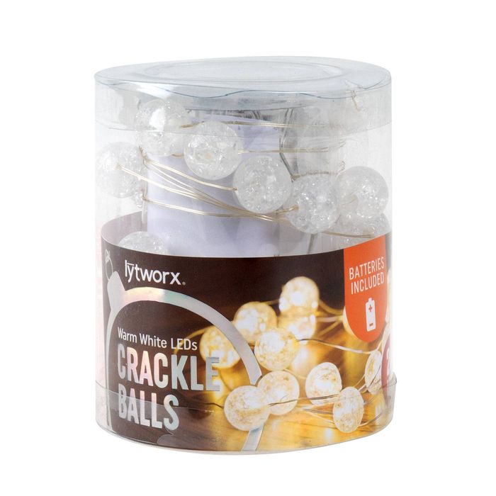 Lytworx Warm White Battery Crackle Ball Lights - 20 Pack