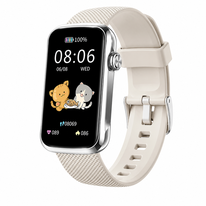 Smart Watch Fitness Tracker Heart Rate Blood Band For Android & Iphone Beige