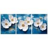 3pcs White flowers on a blue background Print 100% Australian Made 3 x 40x60cm (Metal Print)