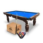 A Man & His Cave Classic 7ft Slate Pool/Billiards Table Walnut/Blue Felt