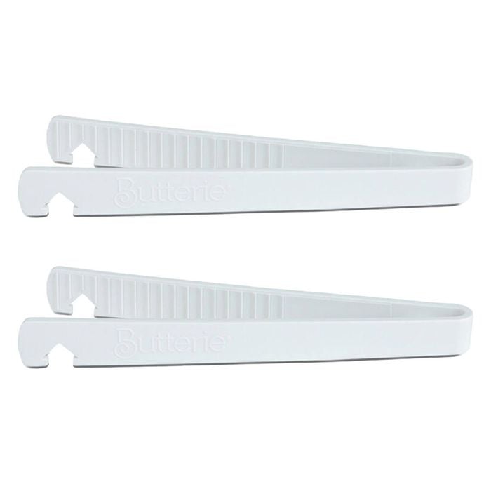 2x Butterie Plastic Toaster Kitchen Tongs Cooking Utensil White 24x8.7cm