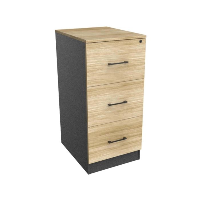 Xavier 3-Drawer Storage Filing Cabinet - Oak & Ironstone