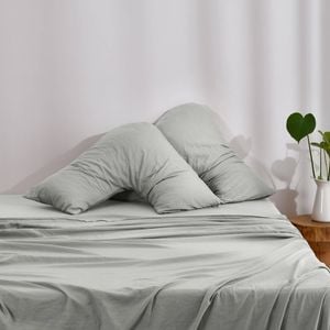 Dreamaker Superfine Washed Microfibre V-shape Pillowcase Twin Pack - Dove Grey