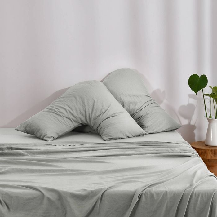 Dreamaker Superfine Washed Microfibre V-shape Pillowcase Twin Pack - Dove Grey