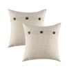 Catzon 2 Pcs Decorative Linen Throw Pillow Covers Triple Button for Sofa Bed-Grey White