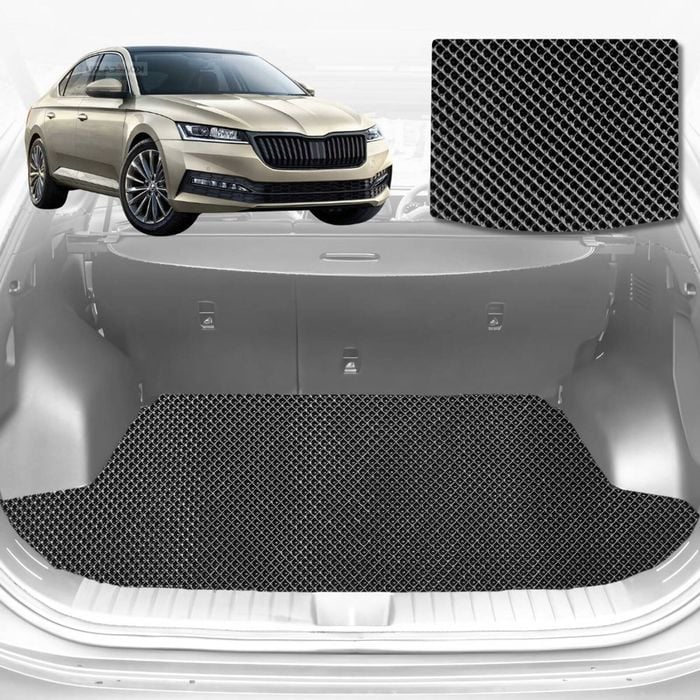 6D Diamond Car Boot Mat for Skoda Octavia NE2013-2020-Sedan-Cargo Mat-Black-Outback GT