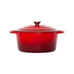 Healthy Choice 26cm Enamelled Cast Iron French Oven Casserole (4.7L) - Red