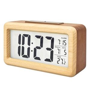 Catzon Wooden Digital Alarm Clock With Night Light Snooze Function
