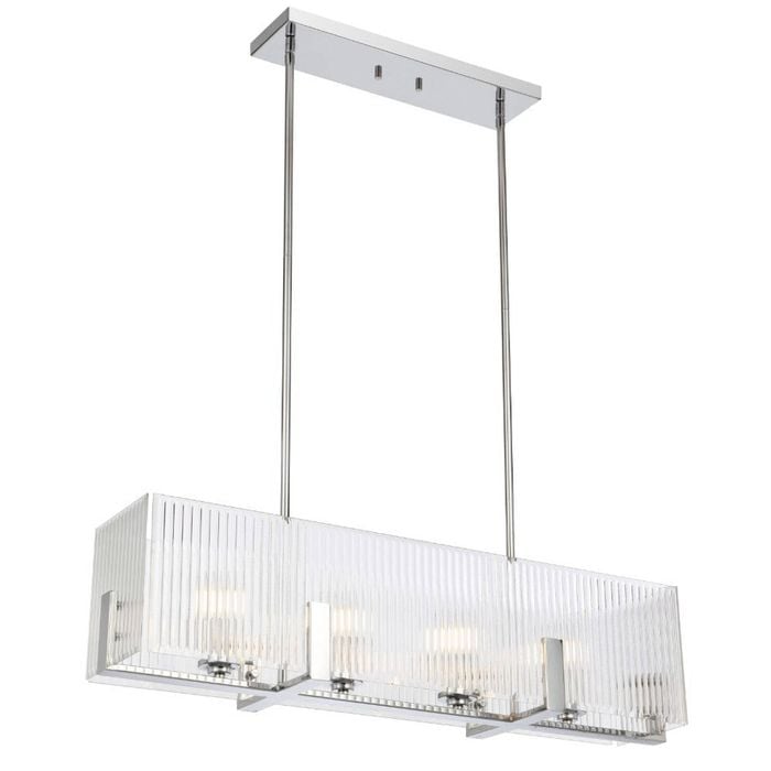 Telbix Pelion Modern Pendant Hanging Lamp Light Metal Glass Chrome Clear Polished Chrome