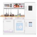Costway Play Kitchen Chef Pretend Cooking Toy Set w/Water Dispenser White