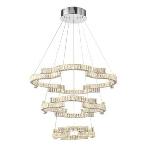 Telbix Jura Modern Pendant Hanging Lamp Light Crystal Stainless Steel Chrome Gloss
