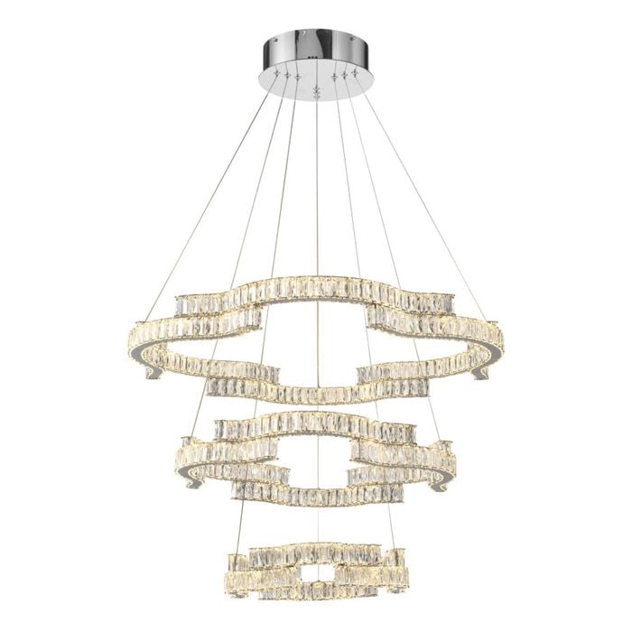 Telbix Jura Modern Pendant Hanging Lamp Light Crystal Stainless Steel Chrome Gloss